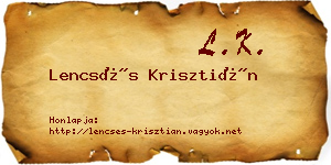Lencsés Krisztián névjegykártya